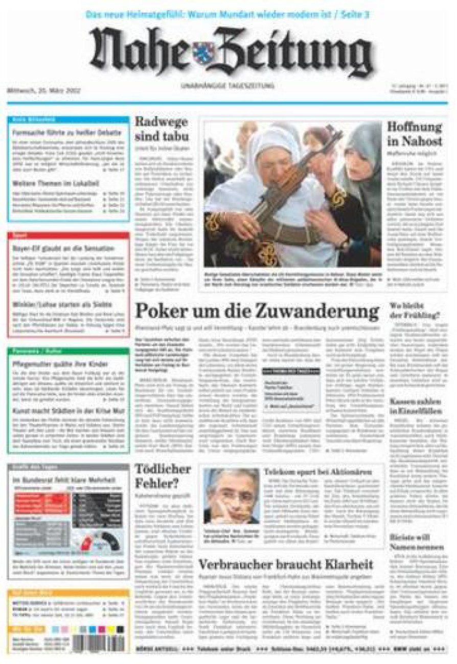 Nahe-Zeitung vom Mittwoch, 20.03.2002