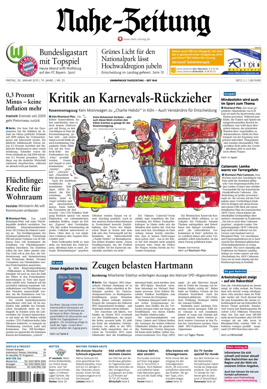 Nahe-Zeitung vom Freitag, 30.01.2015