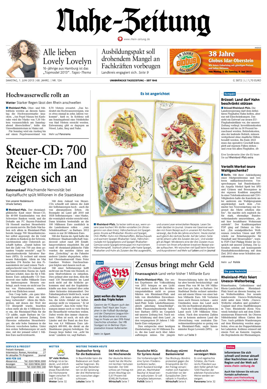 Nahe-Zeitung vom Samstag, 01.06.2013
