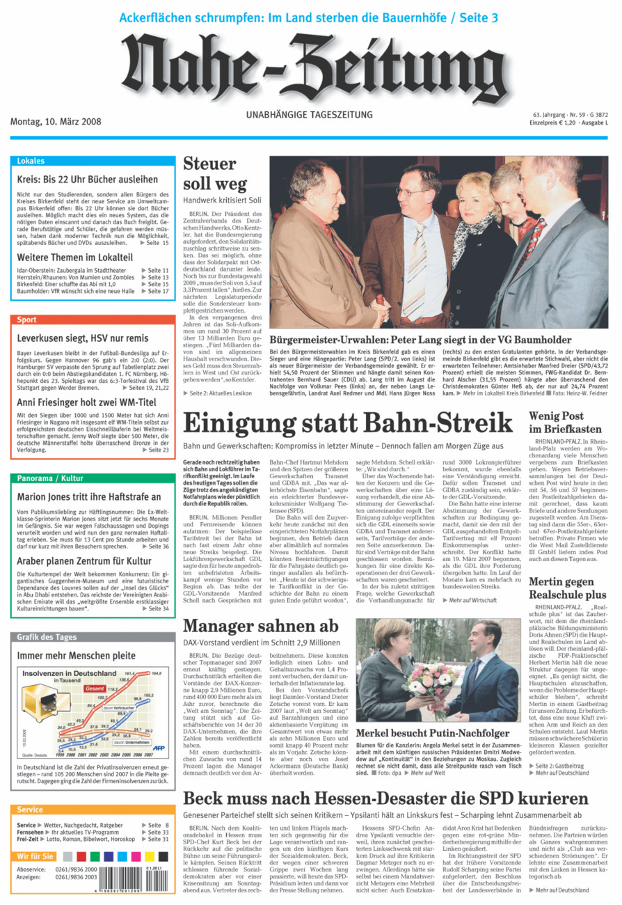 Nahe-Zeitung vom Montag, 10.03.2008