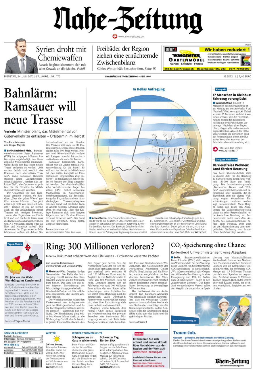Nahe-Zeitung vom Dienstag, 24.07.2012