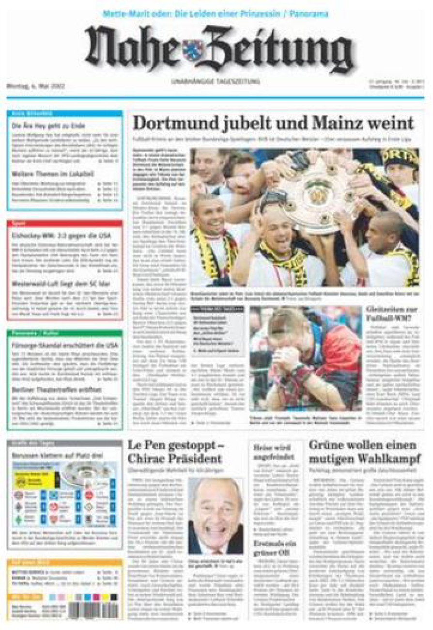 Nahe-Zeitung vom Montag, 06.05.2002