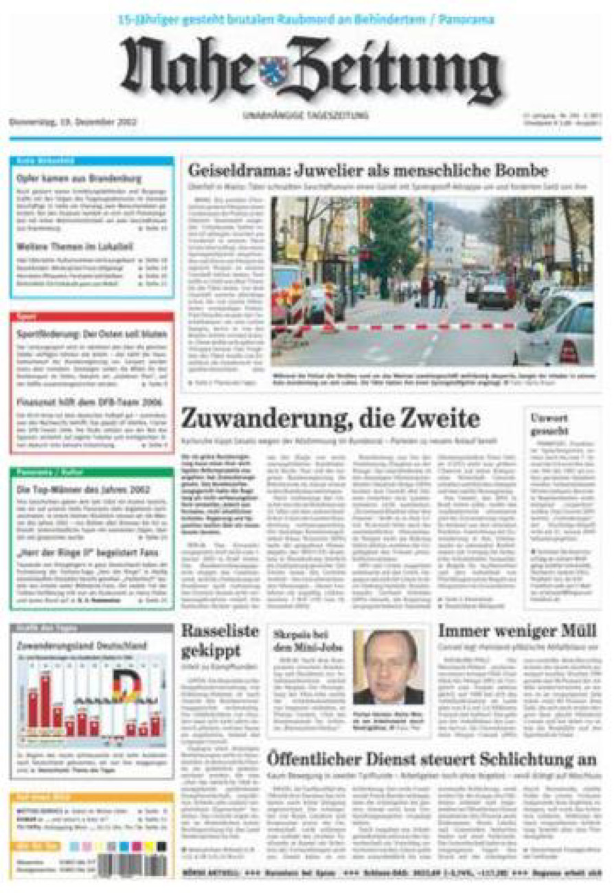 Nahe-Zeitung vom Donnerstag, 19.12.2002