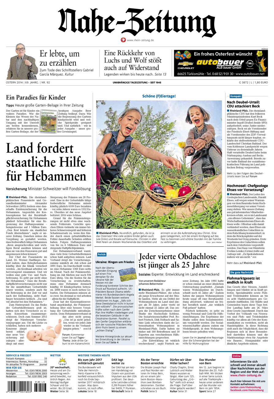 Nahe-Zeitung vom Samstag, 19.04.2014