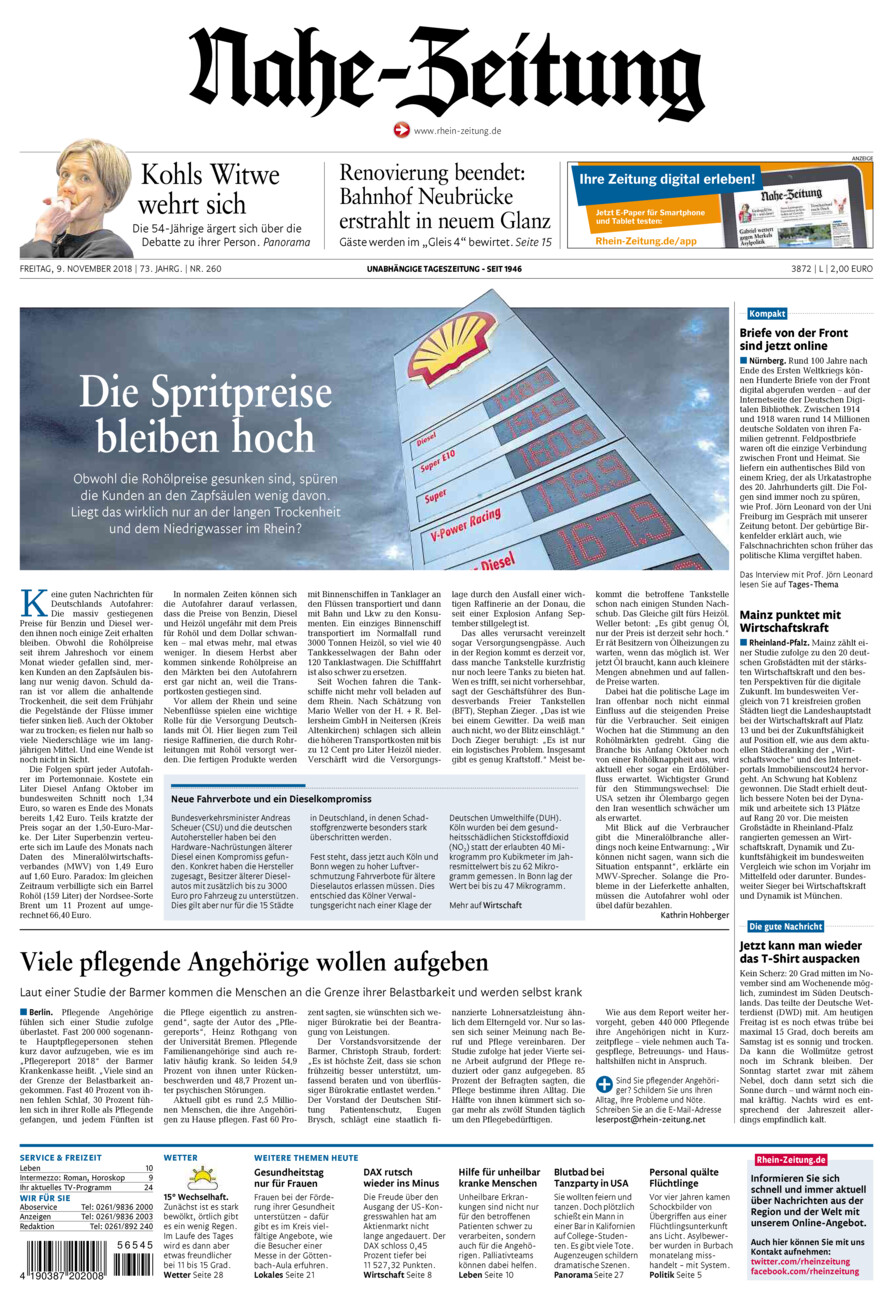 Nahe-Zeitung vom Freitag, 09.11.2018