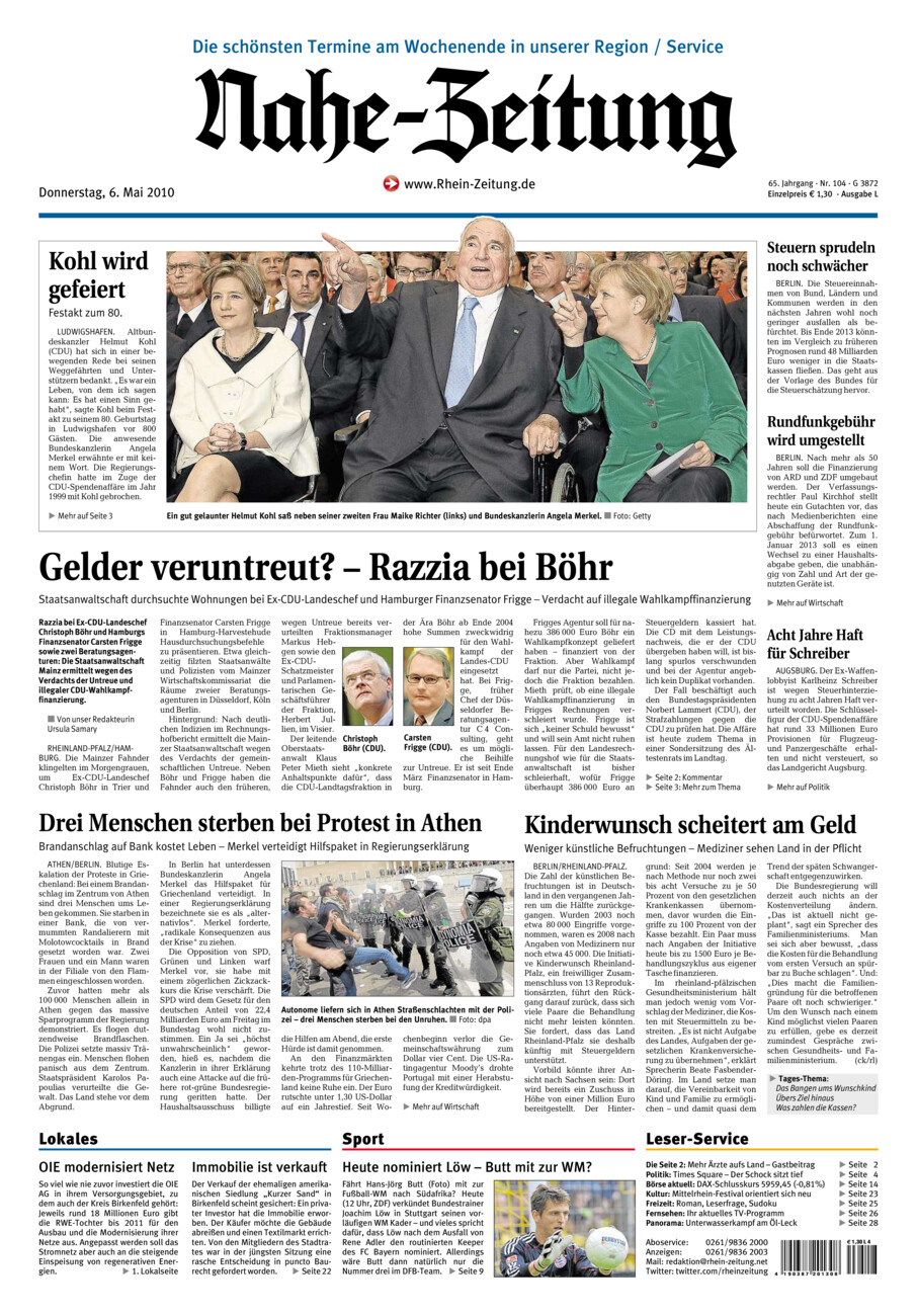 Nahe-Zeitung vom Donnerstag, 06.05.2010