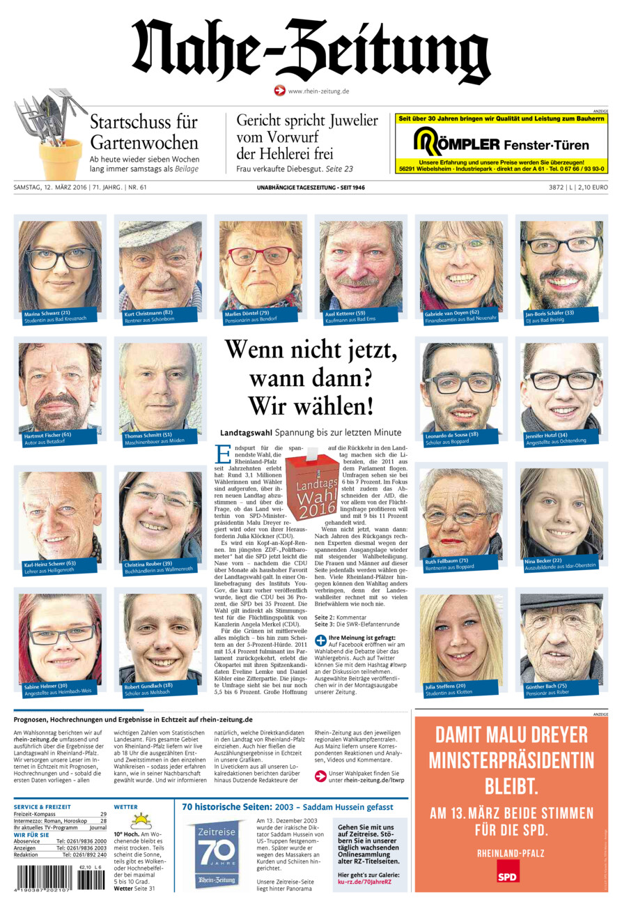 Nahe-Zeitung vom Samstag, 12.03.2016