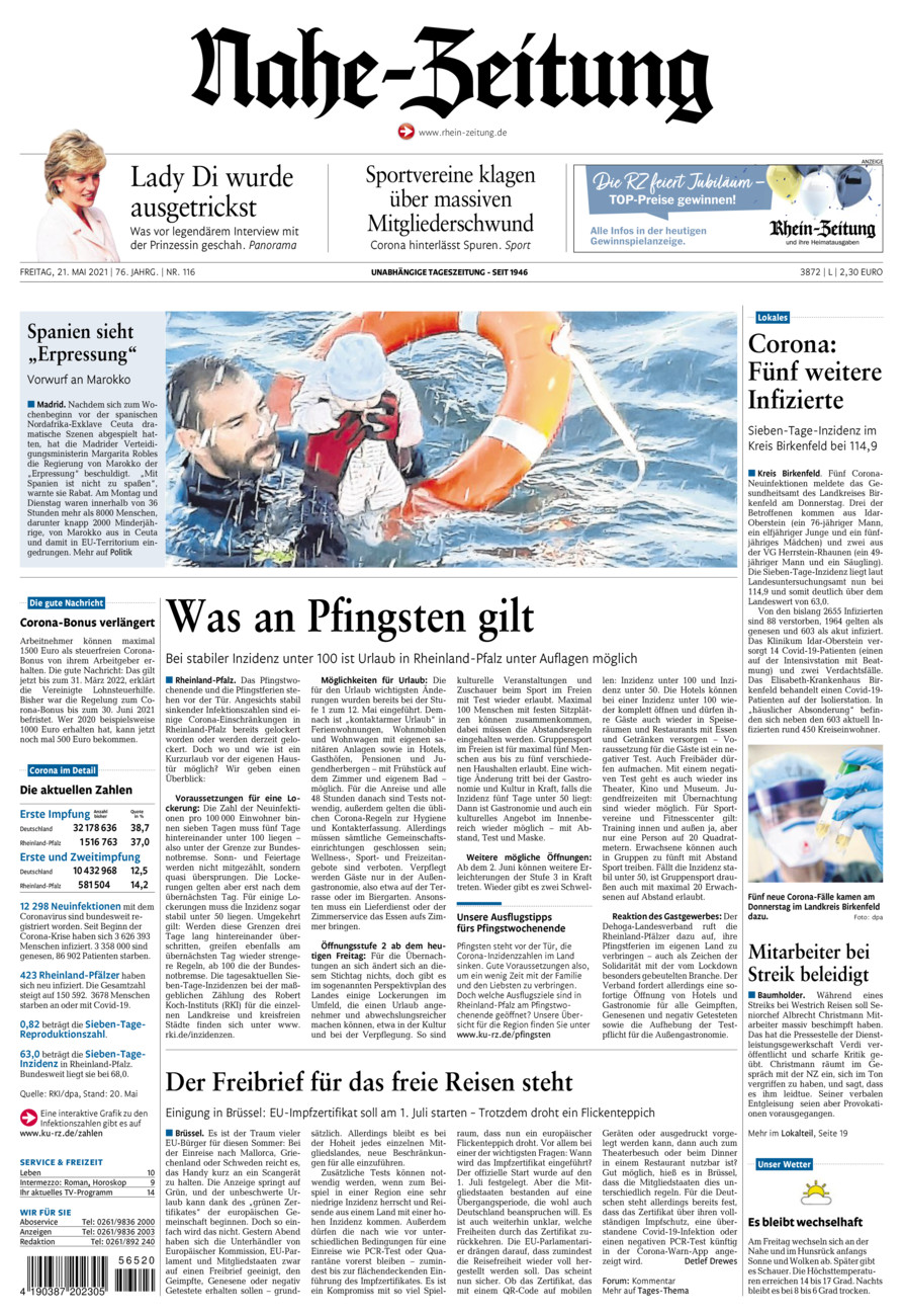Nahe-Zeitung vom Freitag, 21.05.2021