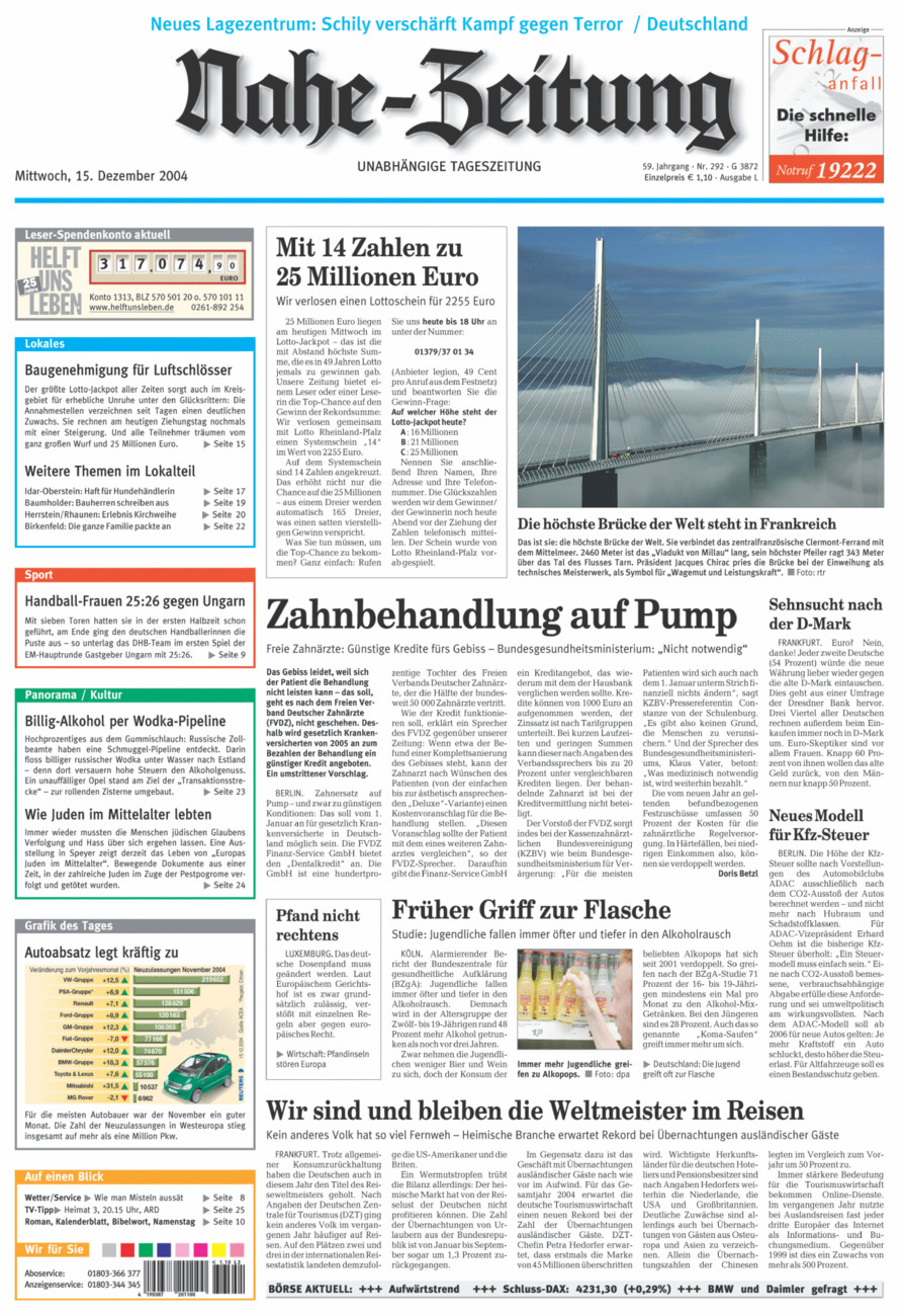 Nahe-Zeitung vom Mittwoch, 15.12.2004