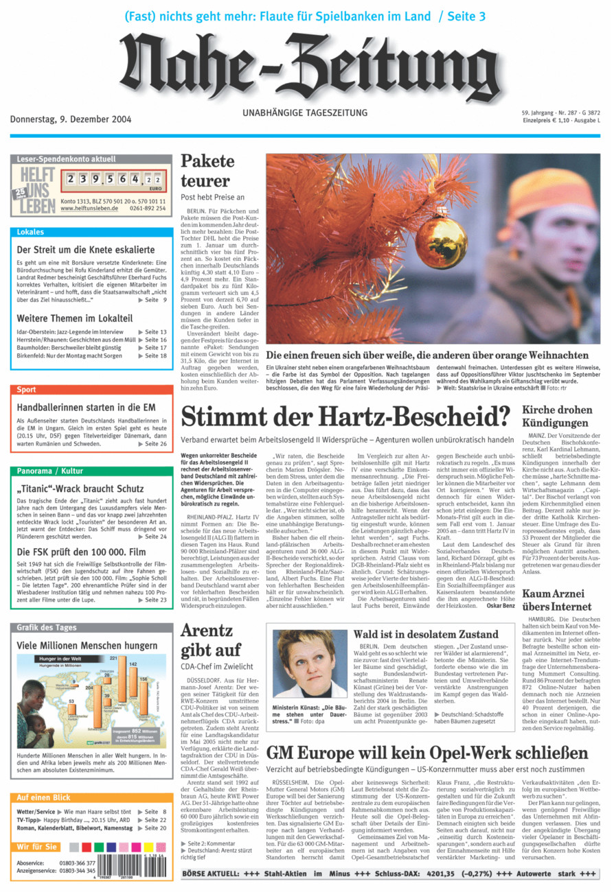 Nahe-Zeitung vom Donnerstag, 09.12.2004