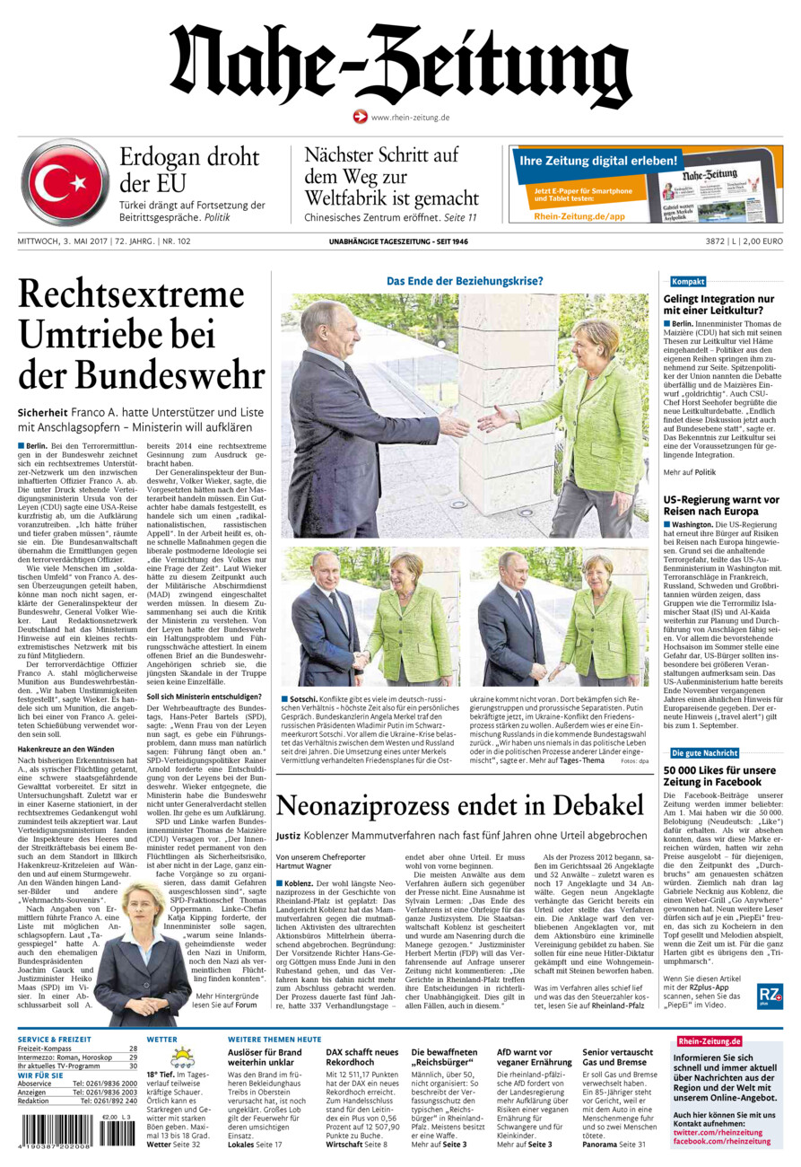 Nahe-Zeitung vom Mittwoch, 03.05.2017