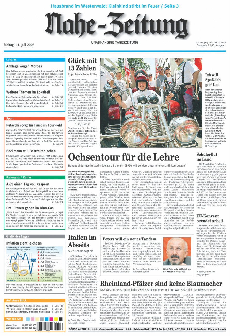 Nahe-Zeitung vom Freitag, 11.07.2003