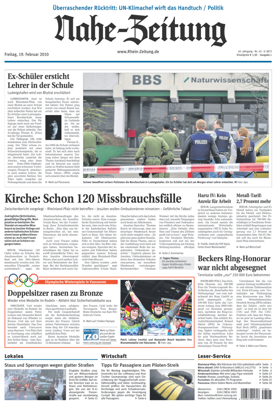 Nahe-Zeitung vom Freitag, 19.02.2010