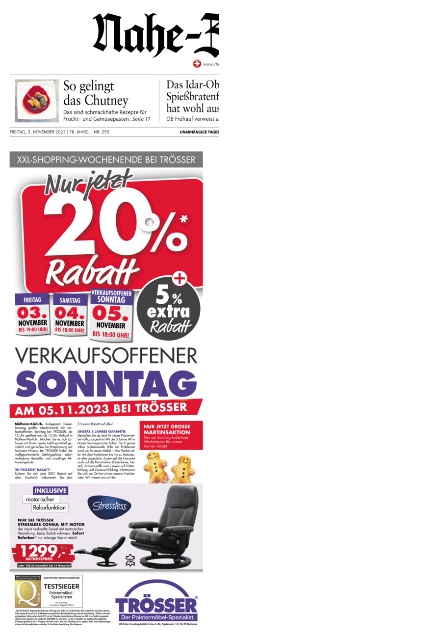 Nahe-Zeitung vom Freitag, 03.11.2023