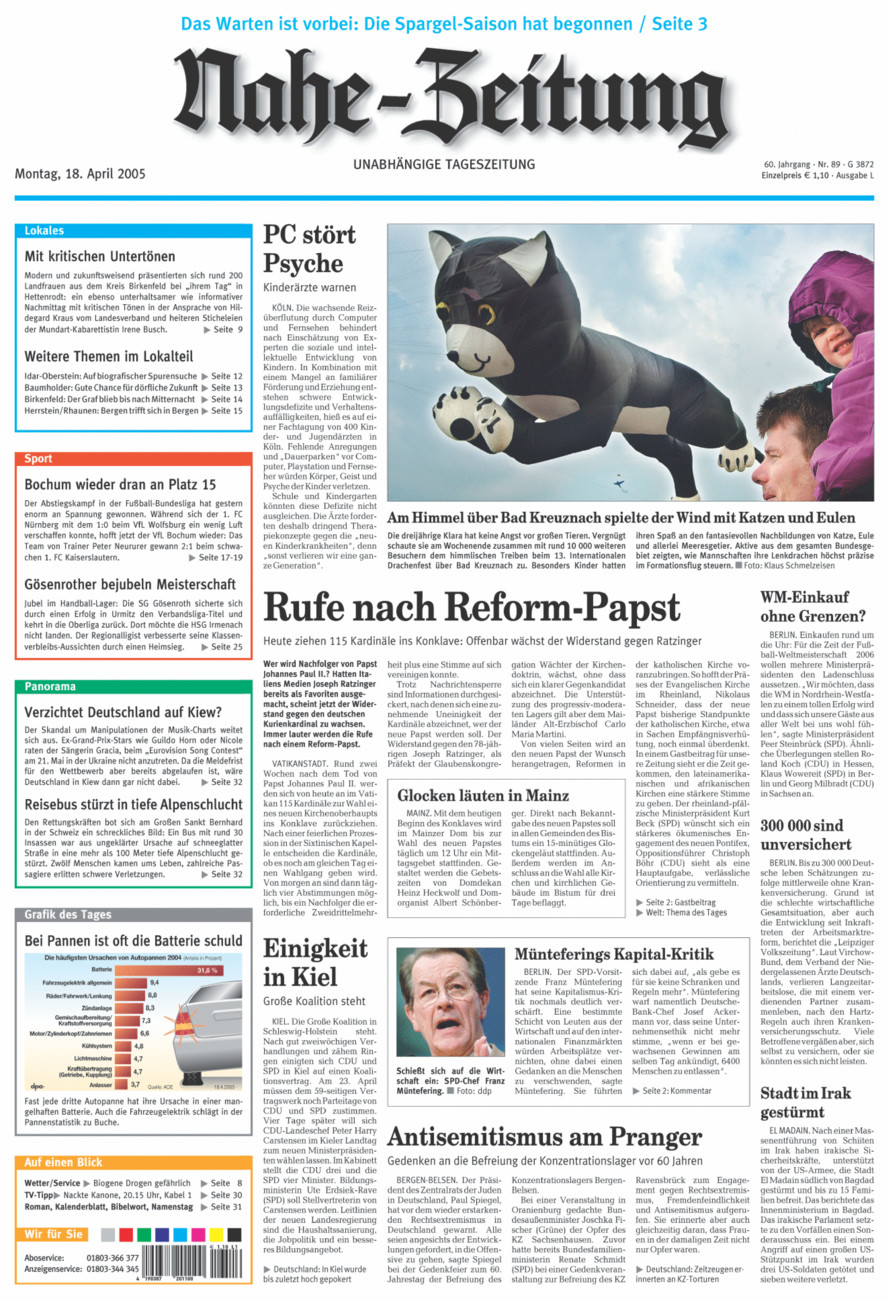 Nahe-Zeitung vom Montag, 18.04.2005
