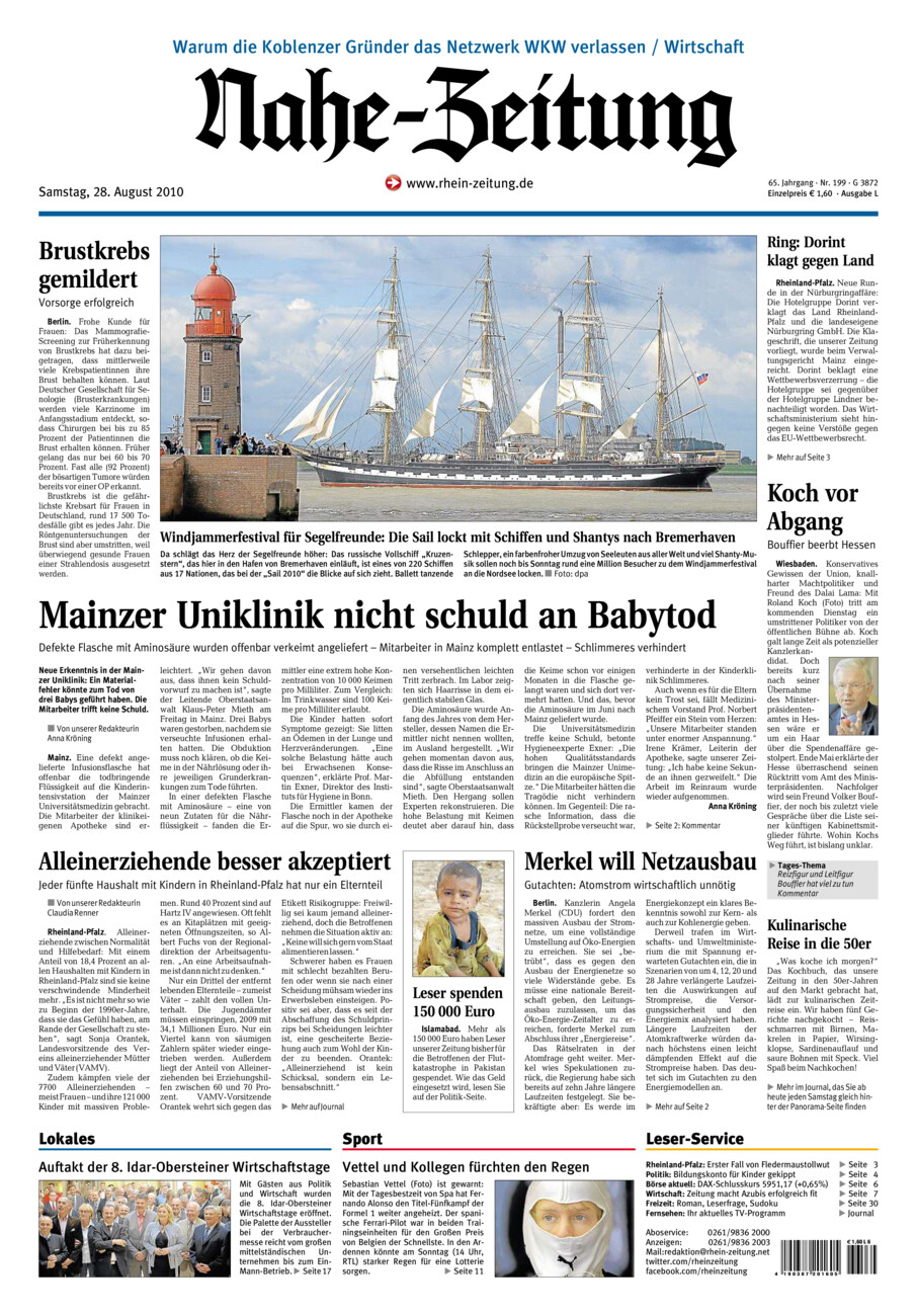 Nahe-Zeitung vom Samstag, 28.08.2010