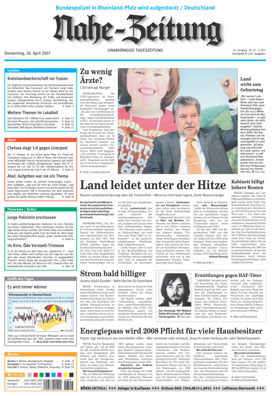 Nahe-Zeitung vom Donnerstag, 26.04.2007