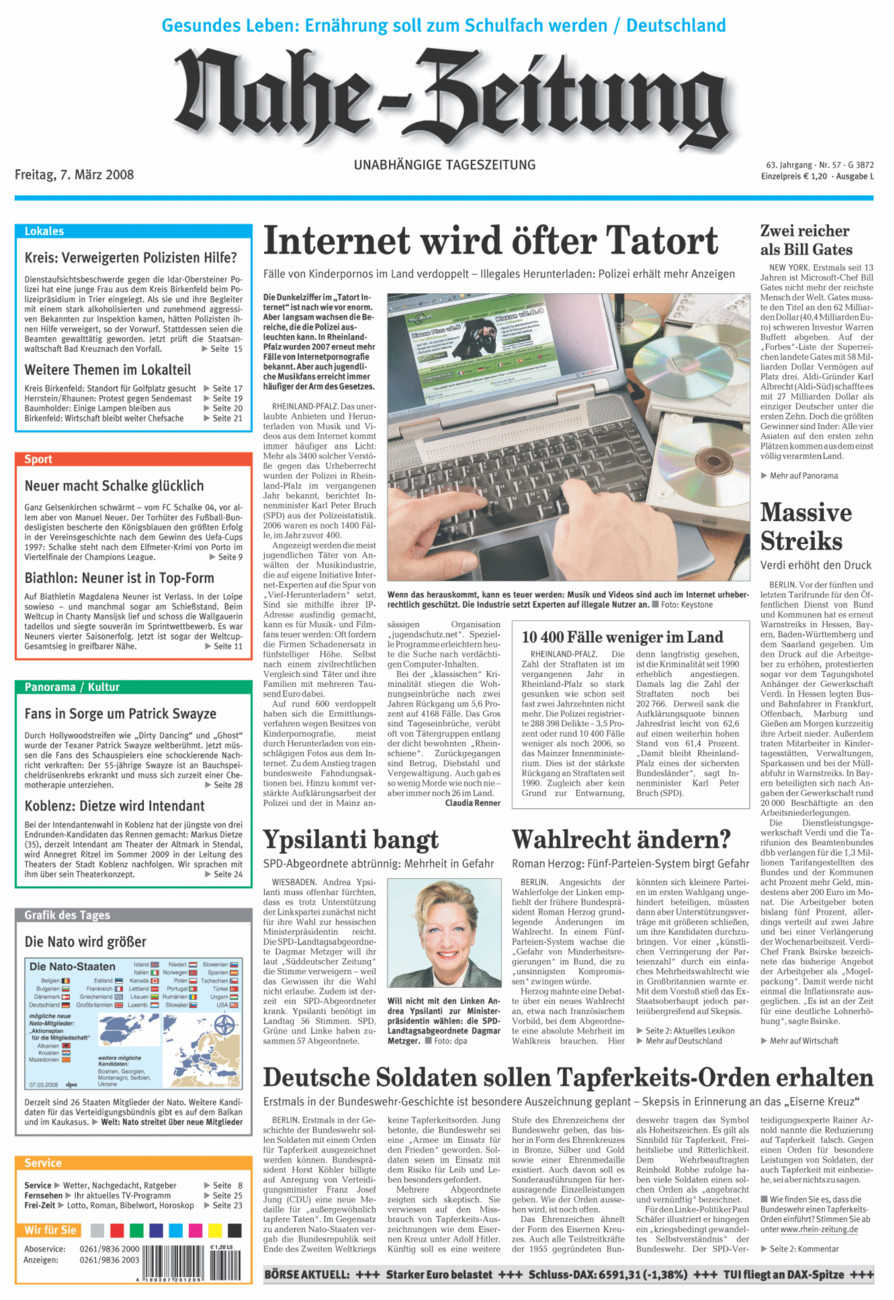 Nahe-Zeitung vom Freitag, 07.03.2008