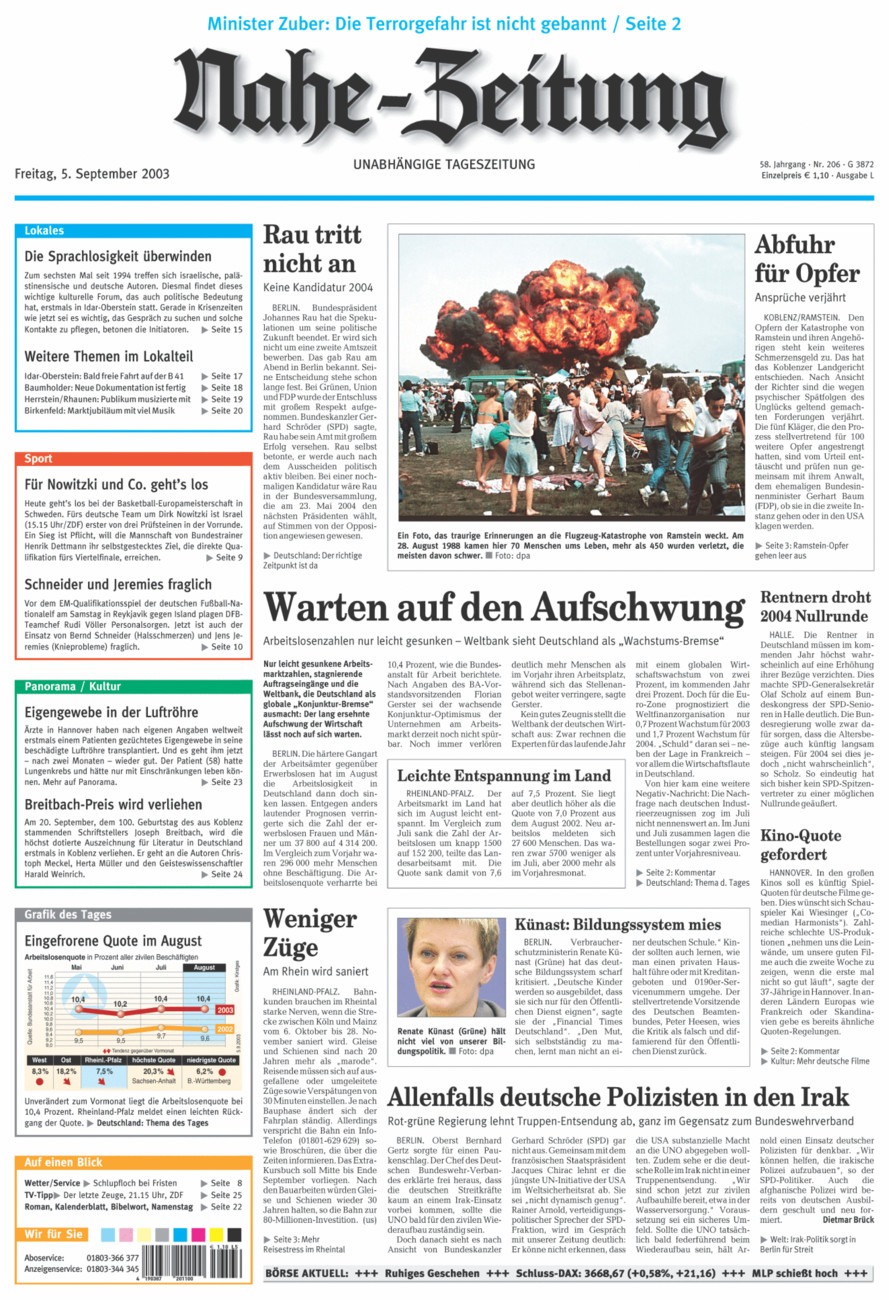 Nahe-Zeitung vom Freitag, 05.09.2003