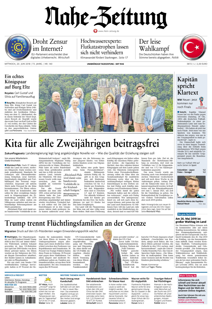 Nahe-Zeitung vom Mittwoch, 20.06.2018