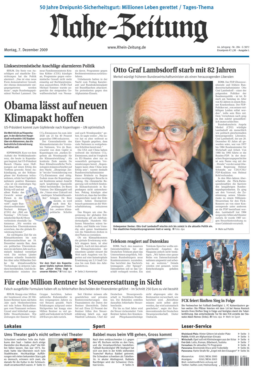 Nahe-Zeitung vom Montag, 07.12.2009
