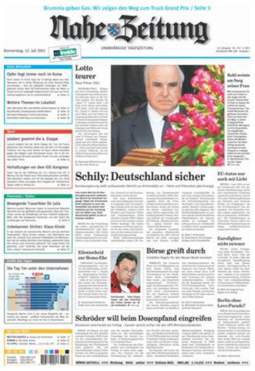 Nahe-Zeitung vom Donnerstag, 12.07.2001