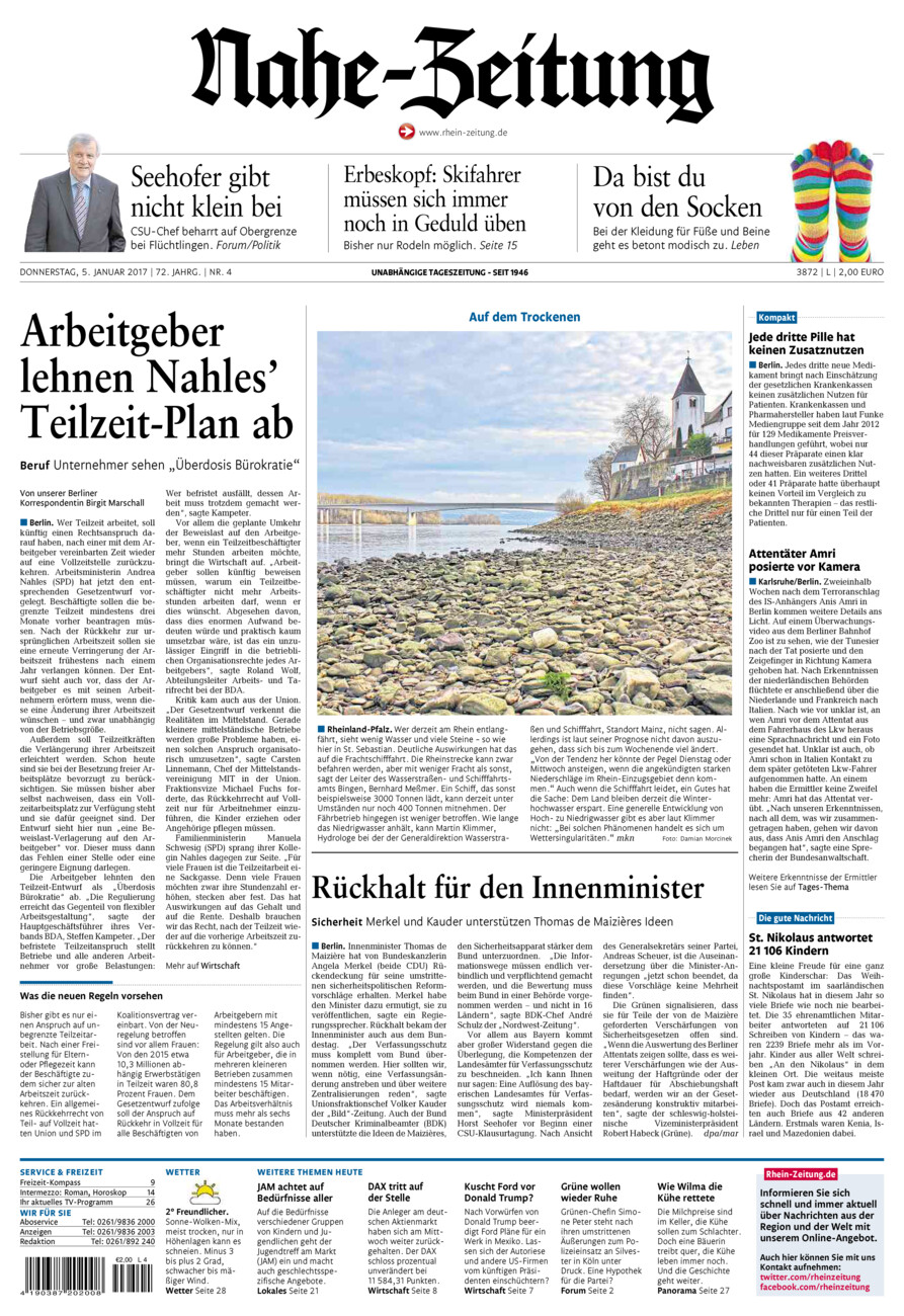 Nahe-Zeitung vom Donnerstag, 05.01.2017
