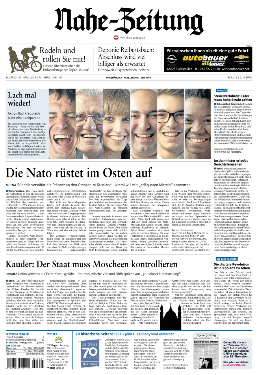 Nahe-Zeitung vom Samstag, 30.04.2016