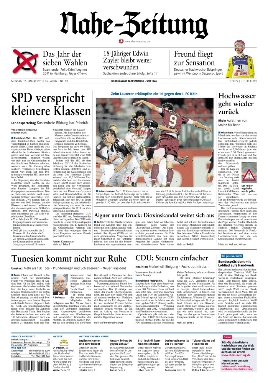 Nahe-Zeitung vom Montag, 17.01.2011