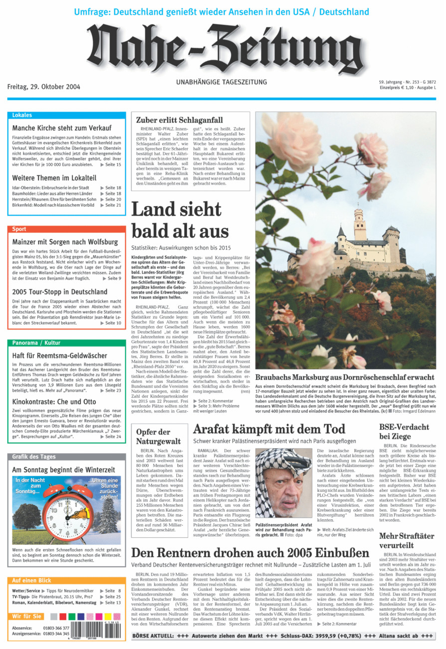 Nahe-Zeitung vom Freitag, 29.10.2004