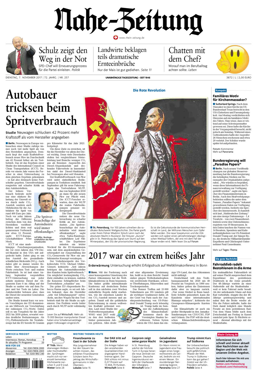 Nahe-Zeitung vom Dienstag, 07.11.2017