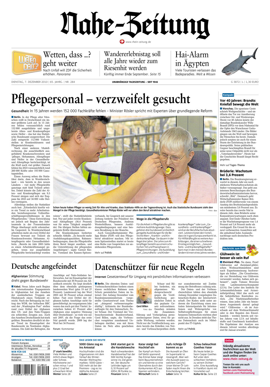 Nahe-Zeitung vom Dienstag, 07.12.2010