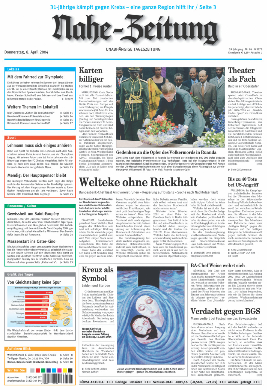 Nahe-Zeitung vom Donnerstag, 08.04.2004