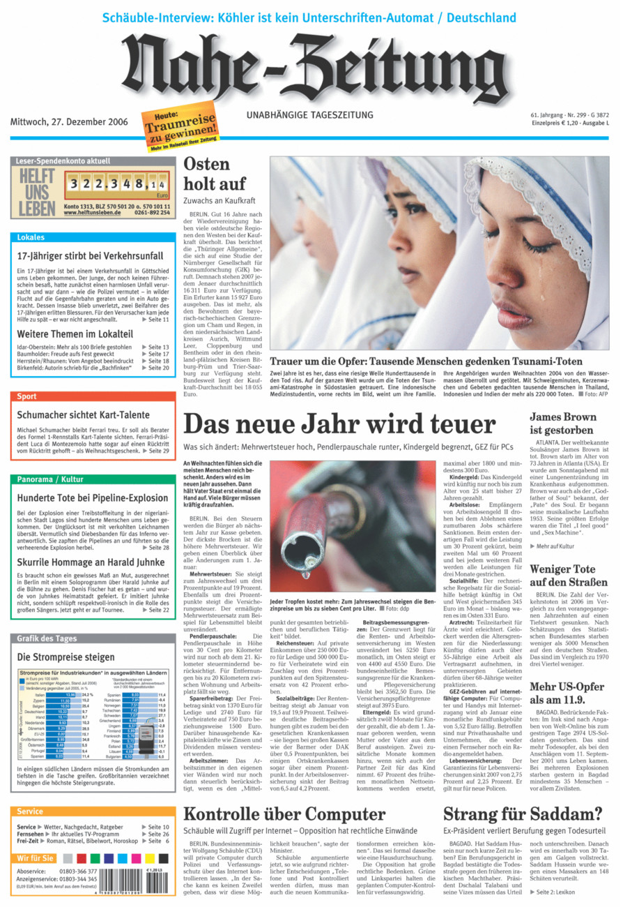 Nahe-Zeitung vom Mittwoch, 27.12.2006