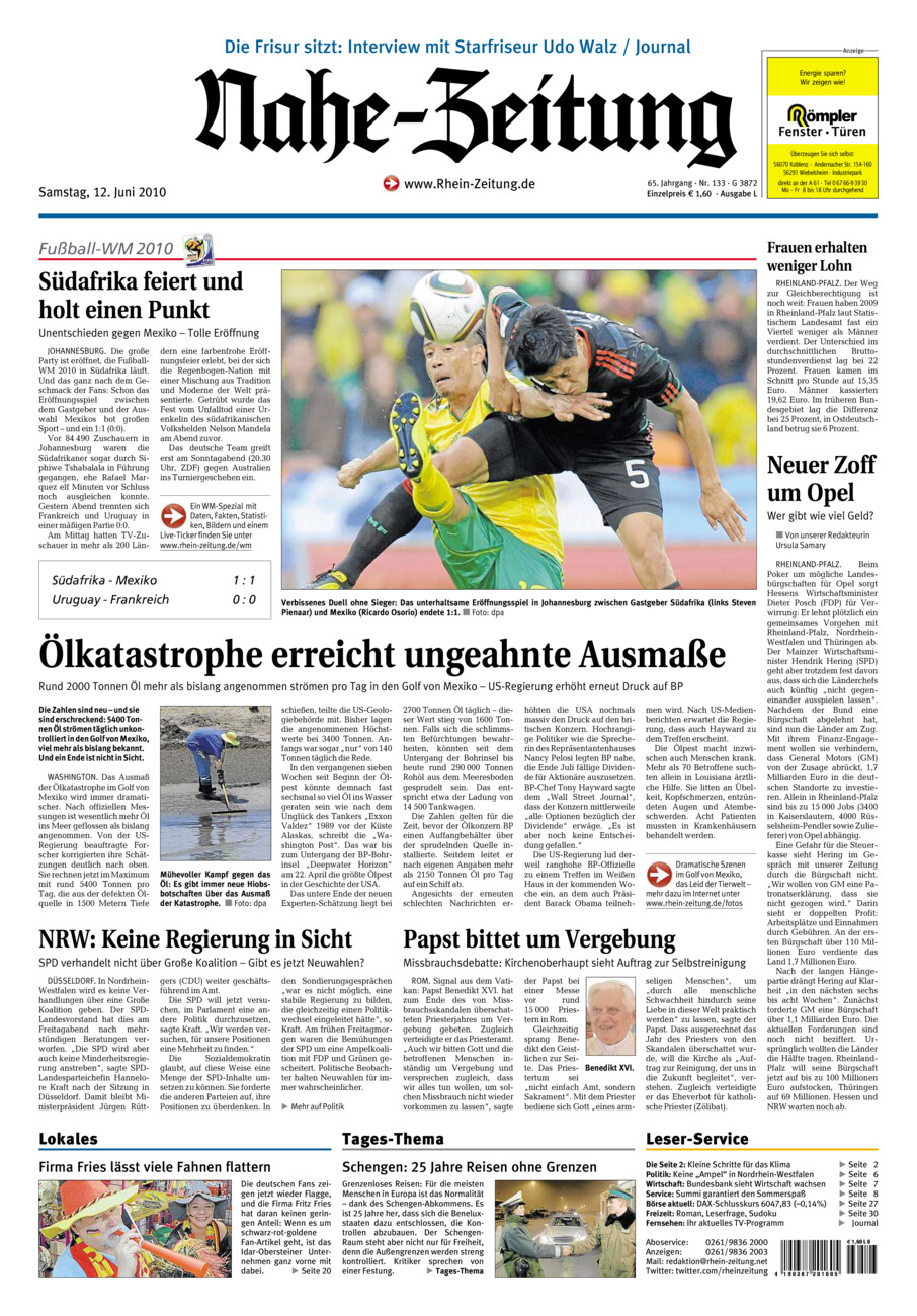 Nahe-Zeitung vom Samstag, 12.06.2010