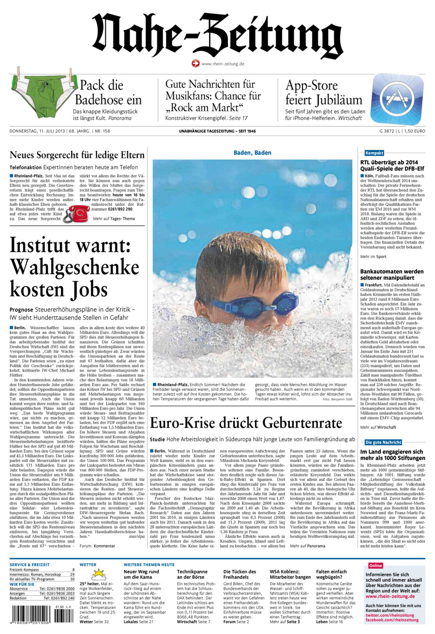 Nahe-Zeitung vom Donnerstag, 11.07.2013