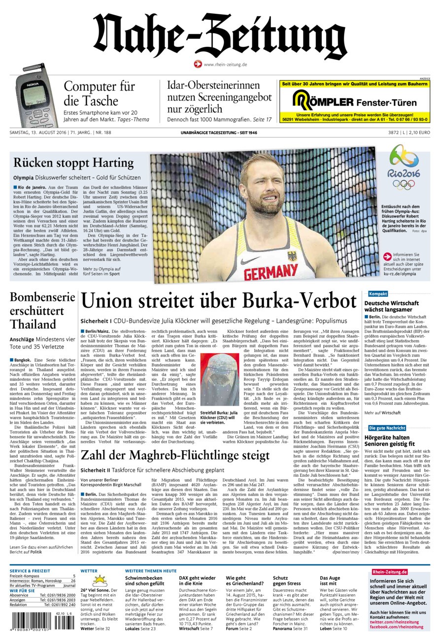 Nahe-Zeitung vom Samstag, 13.08.2016