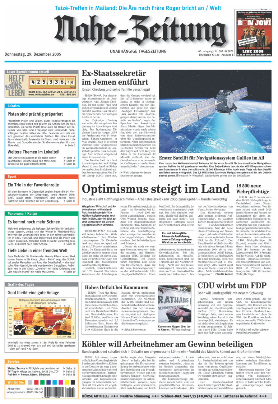Nahe-Zeitung vom Donnerstag, 29.12.2005