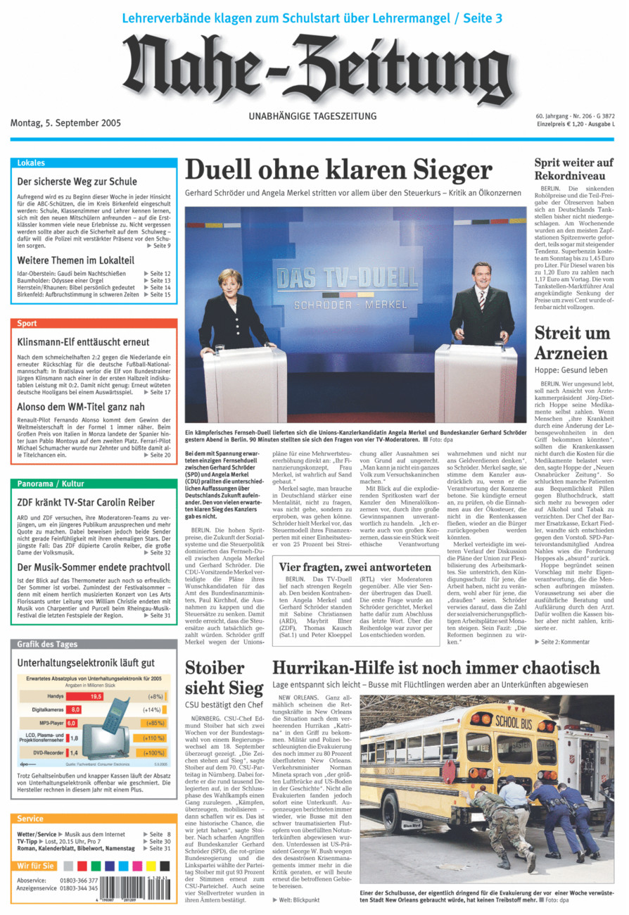 Nahe-Zeitung vom Montag, 05.09.2005