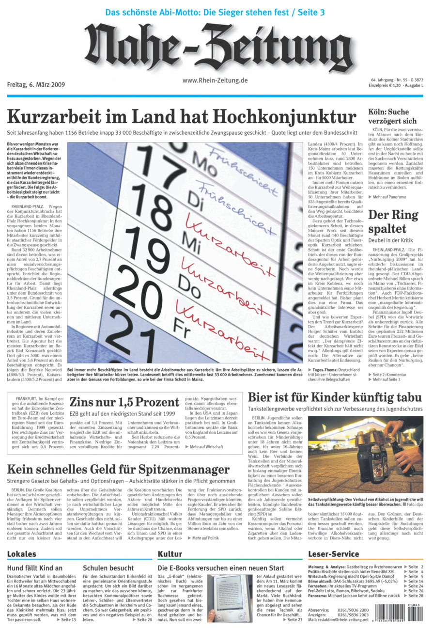 Nahe-Zeitung vom Freitag, 06.03.2009