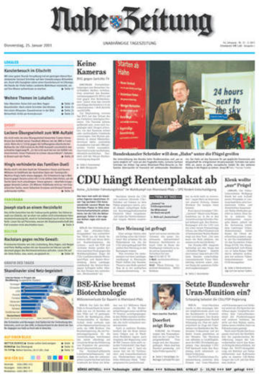 Nahe-Zeitung vom Donnerstag, 25.01.2001