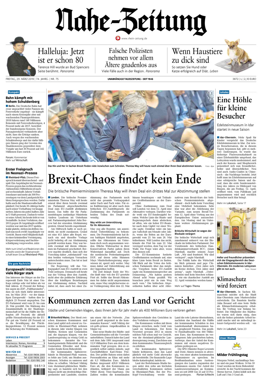 Nahe-Zeitung vom Freitag, 29.03.2019