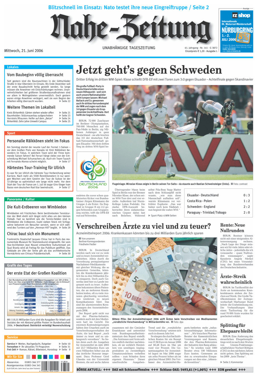 Nahe-Zeitung vom Mittwoch, 21.06.2006