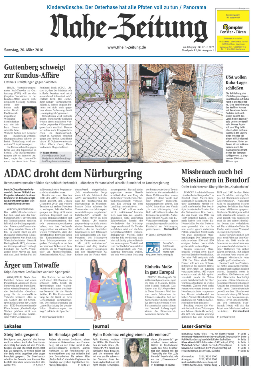 Nahe-Zeitung vom Samstag, 20.03.2010