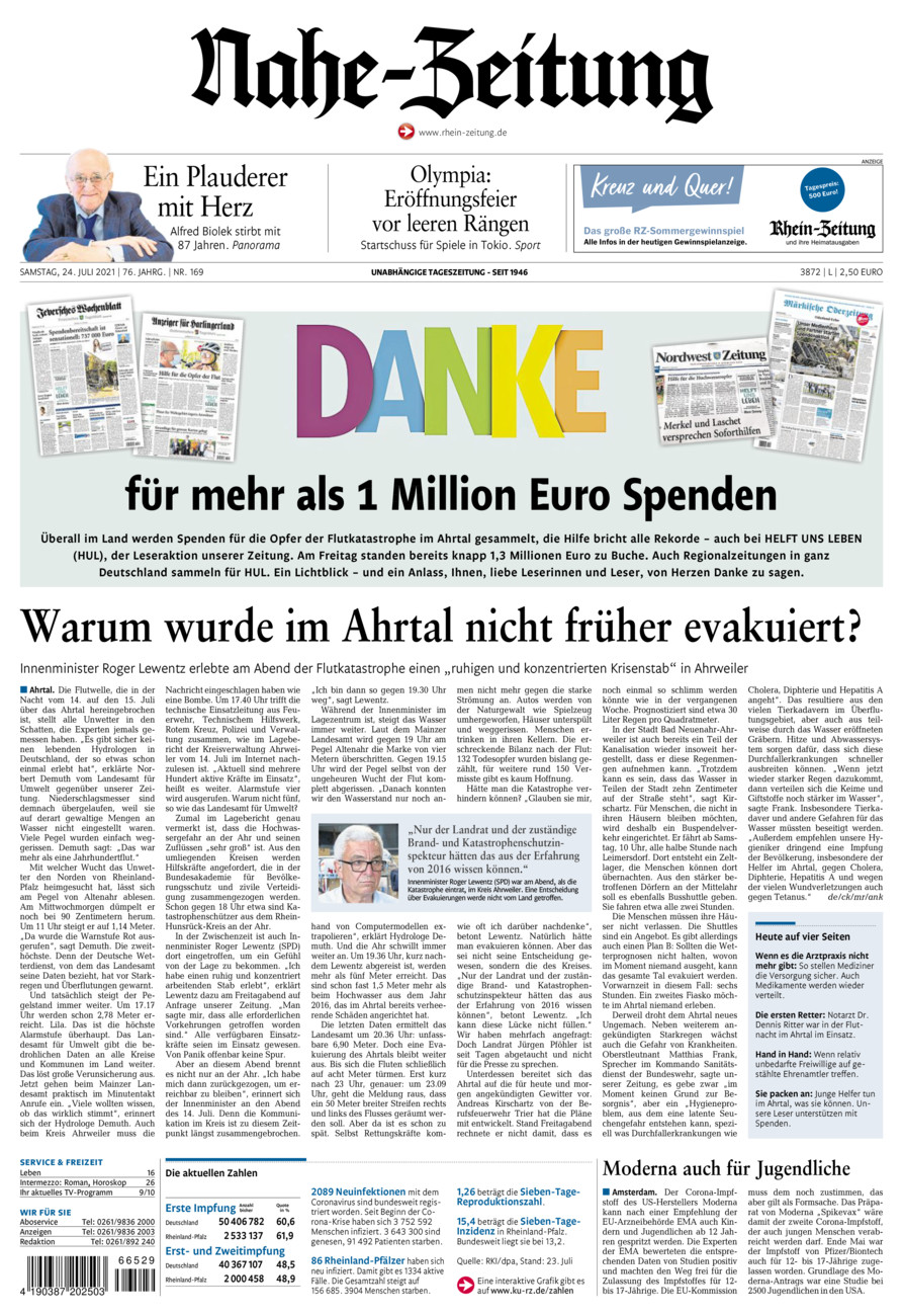 Nahe-Zeitung vom Samstag, 24.07.2021