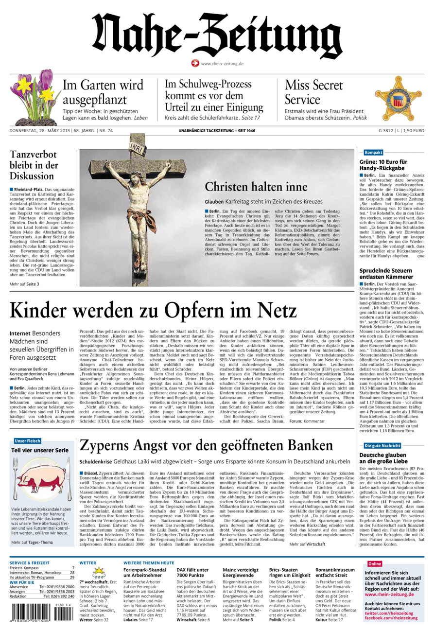 Nahe-Zeitung vom Donnerstag, 28.03.2013