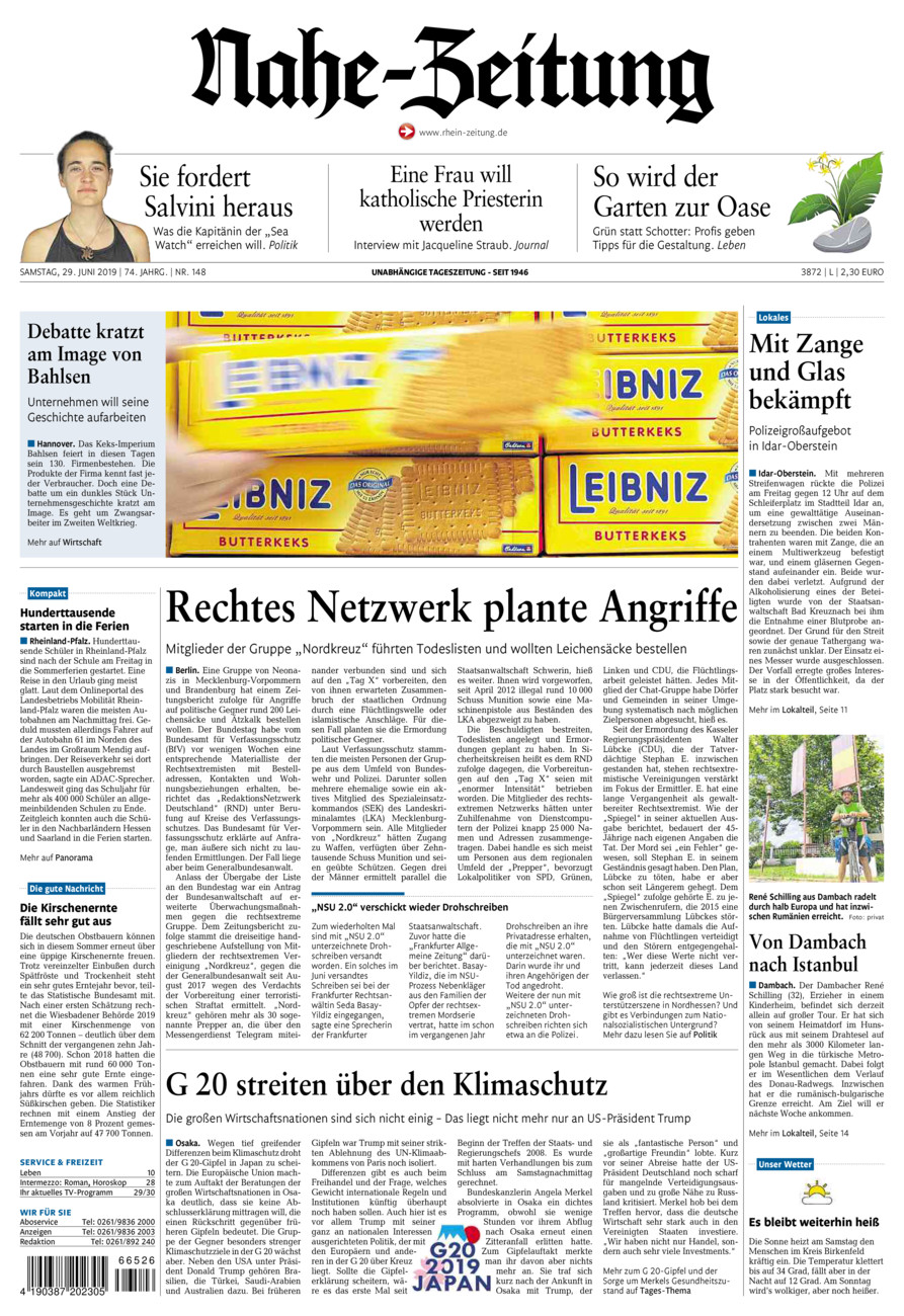 Nahe-Zeitung vom Samstag, 29.06.2019
