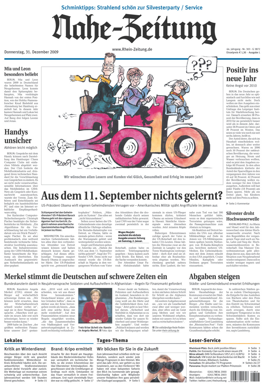 Nahe-Zeitung vom Donnerstag, 31.12.2009