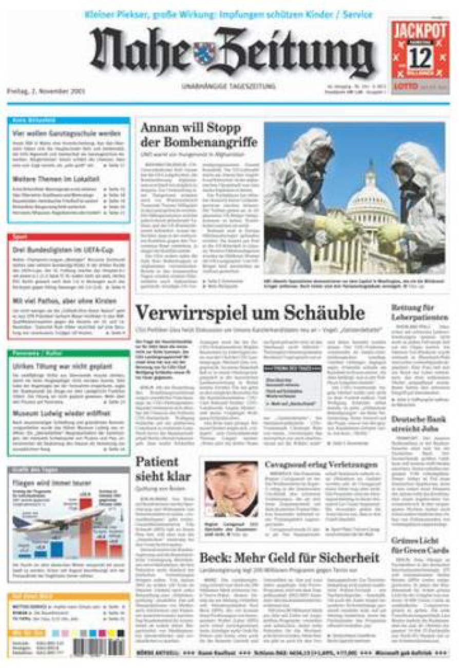 Nahe-Zeitung vom Freitag, 02.11.2001