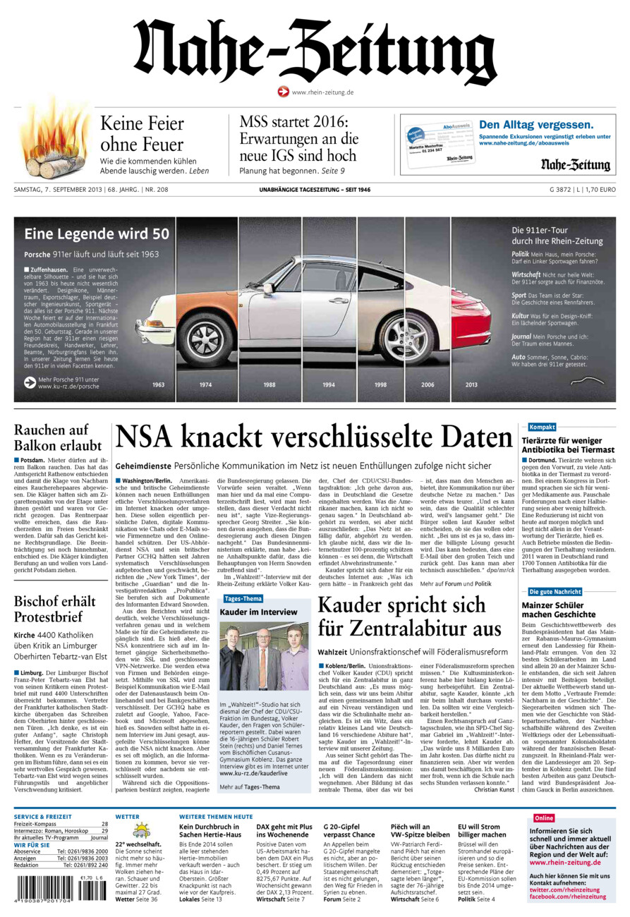 Nahe-Zeitung vom Samstag, 07.09.2013